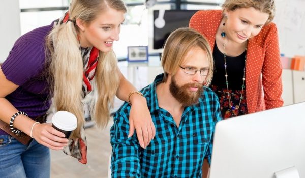 young-office-workers-discussing young-office-workers-discussing